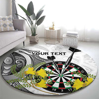 Personalised New Zealand Darts Round Carpet Kowhai Floral with Maori Tattoo LT9 - Polynesian Pride