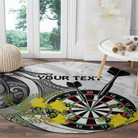 Personalised New Zealand Darts Round Carpet Kowhai Floral with Maori Tattoo LT9 - Polynesian Pride