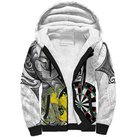 Personalised New Zealand Darts Sherpa Hoodie Kowhai Floral with Maori Tattoo LT9 Unisex Black - Polynesian Pride