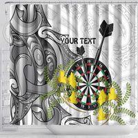 Personalised New Zealand Darts Shower Curtain Kowhai Floral with Maori Tattoo LT9 - Polynesian Pride