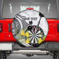 Personalised New Zealand Darts Spare Tire Cover Kowhai Floral with Maori Tattoo LT9 - Polynesian Pride