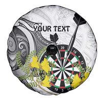 Personalised New Zealand Darts Spare Tire Cover Kowhai Floral with Maori Tattoo LT9 - Polynesian Pride