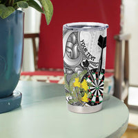 Personalised New Zealand Darts Tumbler Cup Kowhai Floral with Maori Tattoo LT9 - Polynesian Pride