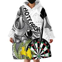 Personalised New Zealand Darts Wearable Blanket Hoodie Kowhai Floral with Maori Tattoo LT9 - Polynesian Pride