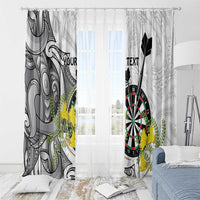 Personalised New Zealand Darts Window Curtain Kowhai Floral with Maori Tattoo LT9 - Polynesian Pride