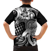 Aloha Black Tribal Honu Tattoo Family Matching Off Shoulder Maxi Dress and Hawaiian Shirt LT9 - Polynesian Pride