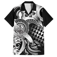 Aloha Black Tribal Honu Tattoo Family Matching Off Shoulder Short Dress and Hawaiian Shirt LT9 Dad's Shirt - Short Sleeve Black - Polynesian Pride