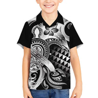 Aloha Black Tribal Honu Tattoo Family Matching Short Sleeve Bodycon Dress and Hawaiian Shirt LT9 Son's Shirt Black - Polynesian Pride