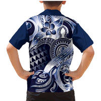 Aloha Blue Tribal Honu Tattoo Family Matching Mermaid Dress and Hawaiian Shirt LT9 - Polynesian Pride