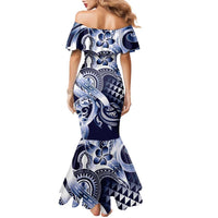 Aloha Blue Tribal Honu Tattoo Family Matching Mermaid Dress and Hawaiian Shirt LT9 - Polynesian Pride