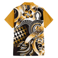 Aloha Gold Tribal Honu Tattoo Family Matching Puletasi and Hawaiian Shirt LT9 - Polynesian Pride
