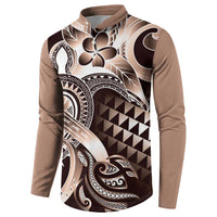Aloha Mocha Mousse Tribal Honu Tattoo Button Sweatshirt