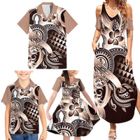 Aloha Mocha Mousse Tribal Honu Tattoo Family Matching Summer Maxi Dress and Hawaiian Shirt LT9 - Polynesian Pride
