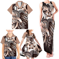 Aloha Mocha Mousse Tribal Honu Tattoo Family Matching Tank Maxi Dress and Hawaiian Shirt LT9 - Polynesian Pride