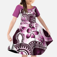 Aloha Pink Tribal Honu Tattoo Family Matching Mermaid Dress and Hawaiian Shirt LT9 Daughter's Dress Pink - Polynesian Pride