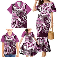 Aloha Pink Tribal Honu Tattoo Family Matching Mermaid Dress and Hawaiian Shirt LT9 - Polynesian Pride