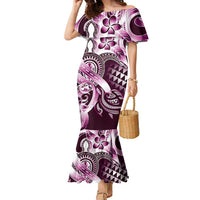 Aloha Pink Tribal Honu Tattoo Family Matching Mermaid Dress and Hawaiian Shirt LT9 Mom's Dress Pink - Polynesian Pride