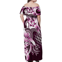 Aloha Pink Tribal Honu Tattoo Family Matching Off Shoulder Maxi Dress and Hawaiian Shirt LT9 - Polynesian Pride