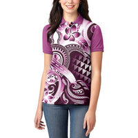 Aloha Pink Tribal Honu Tattoo Women Polo Shirt