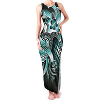 Aloha Turquoise Tribal Honu Tattoo Family Matching Tank Maxi Dress and Hawaiian Shirt LT9 Mom's Dress Turquoise - Polynesian Pride