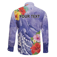 Personalised Chuuk States Humpback Whale Family Matching Off Shoulder Maxi Dress and Hawaiian Shirt Polynesian Tropical Flowers LT9 - Polynesian Pride