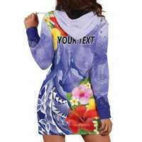Personalised Chuuk States Humpback Whale Hoodie Dress Polynesian Tropical Flowers LT9 - Polynesian Pride