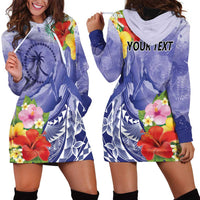 Personalised Chuuk States Humpback Whale Hoodie Dress Polynesian Tropical Flowers LT9 - Polynesian Pride