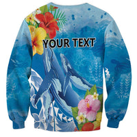 Personalised Kosrae States Humpback Whale Sweatshirt Polynesian Tropical Flowers LT9 - Polynesian Pride