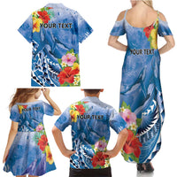 Personalised Yap States Humpback Whale Family Matching Summer Maxi Dress and Hawaiian Shirt Polynesian Tropical Flowers LT9 - Polynesian Pride