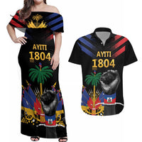 Haiti Independence Day Couples Matching Off Shoulder Maxi Dress and Hawaiian Shirt The First Black Republic Since 1804 LT9 Blakc - Polynesian Pride