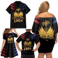 Haiti Independence Day Family Matching Off Shoulder Short Dress and Hawaiian Shirt The First Black Republic Since 1804 LT9 - Polynesian Pride