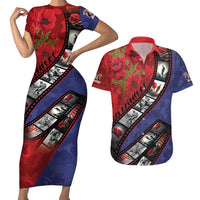 Personalised ANZAC Spirit 1915-2026 Filmstrip Tribute Couples Matching Short Sleeve Bodycon Dress and Hawaiian Shirt Lest We Forget 25 April LT9 Red - Polynesian Pride