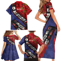 Personalised ANZAC Spirit 1915-2026 Filmstrip Tribute Family Matching Short Sleeve Bodycon Dress and Hawaiian Shirt Lest We Forget 25 April LT9 - Polynesian Pride