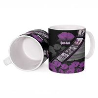Personalised Remembering ANZAC Lest We Forget Ceramic Mug Vintage Film Frame Memorial Purple Poppy
