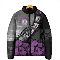 Personalised Remembering ANZAC Lest We Forget Padded Jacket Vintage Film Frame Memorial Purple Poppy