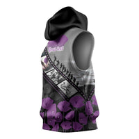 Personalised Remembering ANZAC Lest We Forget Sleeveless Hoodie Vintage Film Frame Memorial Purple Poppy LT9 - Polynesian Pride