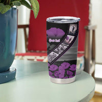 Personalised Remembering ANZAC Lest We Forget Tumbler Cup Vintage Film Frame Memorial Purple Poppy