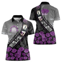 Personalised Remembering ANZAC Lest We Forget Women Polo Shirt Vintage Film Frame Memorial Purple Poppy LT9 - Polynesian Pride