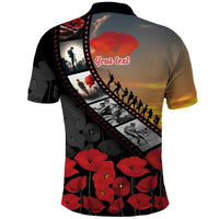 Personalised Remembering ANZAC Lest We Forget Polo Shirt Vintage Film Frame Memorial Red Poppy