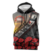 Personalised Remembering ANZAC Lest We Forget Sleeveless Zip Hoodie Vintage Film Frame Memorial Red Poppy LT9 Red - Polynesian Pride