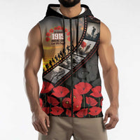 Personalised Remembering ANZAC Lest We Forget Sleeveless Zip Hoodie Vintage Film Frame Memorial Red Poppy LT9 - Polynesian Pride