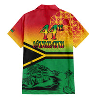 Hapi 44th Indipendens Dei Vanuatu Family Matching Mermaid Dress and Hawaiian Shirt Yumi 1980 with Vanuatuan Beach Landscape LT9 - Polynesian Pride