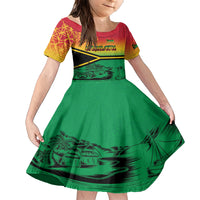 Hapi 44th Indipendens Dei Vanuatu Family Matching Short Sleeve Bodycon Dress and Hawaiian Shirt Yumi 1980 with Vanuatuan Beach Landscape LT9 Daughter's Dress Reggae - Polynesian Pride