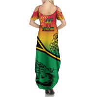 Hapi 44th Indipendens Dei Vanuatu Family Matching Summer Maxi Dress and Hawaiian Shirt Yumi 1980 with Vanuatuan Beach Landscape LT9 - Polynesian Pride