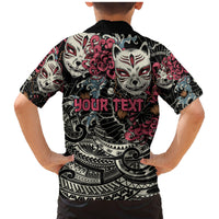 Personalized Japanese Kitsune Mask Family Matching Mermaid Dress and Hawaiian Shirt With Polynesian Arty Style LT9 - Polynesian Pride