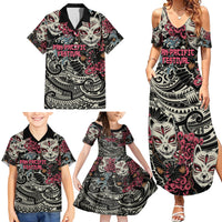 Personalized Japanese Kitsune Mask Family Matching Summer Maxi Dress and Hawaiian Shirt With Polynesian Arty Style LT9 - Polynesian Pride