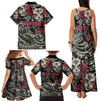 Personalized Japanese Kitsune Mask Family Matching Tank Maxi Dress and Hawaiian Shirt With Polynesian Arty Style LT9 - Polynesian Pride