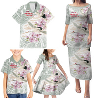 Personalized Japanese Shirasagi Bird Family Matching Puletasi and Hawaiian Shirt Sakura and Hibiscus Polynesian Pattern LT9 - Polynesian Pride