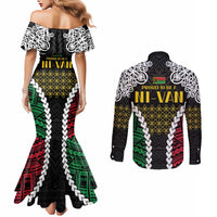 Halo Vanuatu Pride Couples Matching Mermaid Dress and Long Sleeve Button Shirt Vanuatuan Sand Drawing Pattern