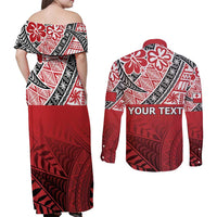 Malo e lelei Tonga Couples Matching Off Shoulder Maxi Dress and Long Sleeve Button Shirt Ngatu Tokelau Feletoa Fata Traditional Polynesian Pattern LT9 - Polynesian Pride